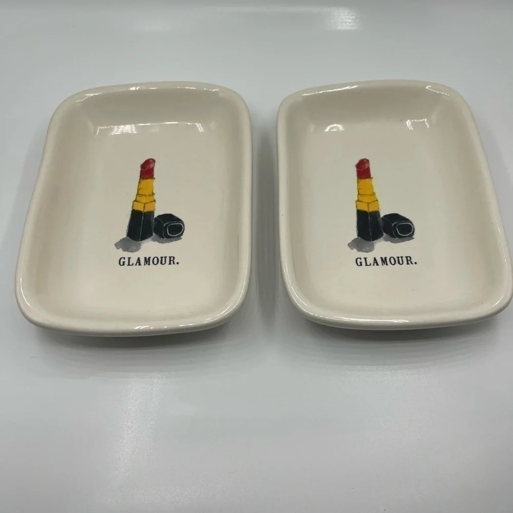 Rae Dunn set of 2 ceramic vanity trays